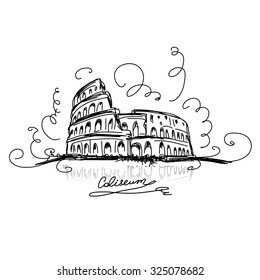 Sketch of Roman Colosseum. Vector illustration