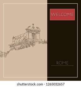 Sketch of Rome. Suitable for invitation, flyer, sticker, poster, banner, card, label, cover, web. Vector illustration.