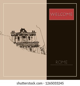 Sketch of Rome. Suitable for invitation, flyer, sticker, poster, banner, card, label, cover, web. Vector illustration.