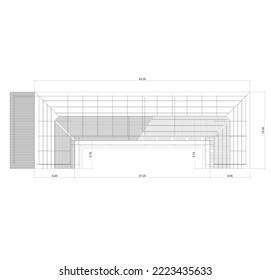a sketch of the roof construction plan seen from above