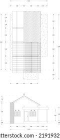 sketch of the roof plan and house elevation