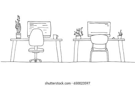 Office Chair Desk Line Drawing Images Stock Photos Vectors