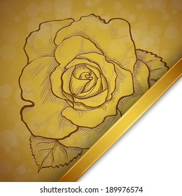 Sketch  rose background, hand drawn, ink style