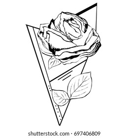 Sketch Rose Flower Tattoo Vector Illustration Stock Vector (Royalty ...