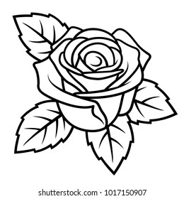 Sketch of Rose isolated on white background. Use for fabric design, tattoo, pattern and decorating greeting cards, invitations