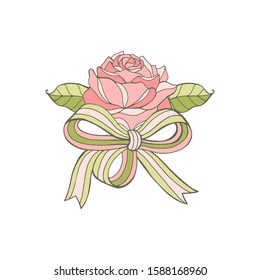 Sketch of rose on a white background. Vector hand draw illustration isolated on white background.