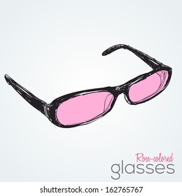 Sketch of rose-colored glasses.