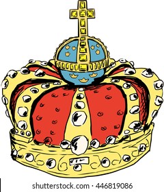Sketch of royal crown worn by Swedish Queen Lovisa Ulrika in the 18th century