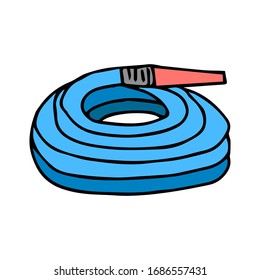 Sketch of a rubber hose for watering. Vector element for design. Doodle style. 