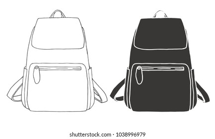 Sketch Rucksack Backpack Isolated On White Stock Vector (Royalty Free ...