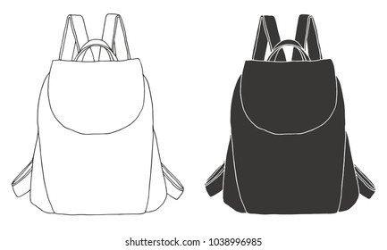 Sketch Rucksack Backpack Isolated On White Stock Vector (Royalty Free ...