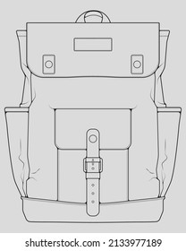 Sketch of a rucksack. Backpack isolated on white background. Vector illustration of a sketch style.
