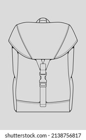 Skizze eines Rucksacks. Rucksack einzeln auf weißem Hintergrund. Vektorgrafik eines Skizzenstils.
