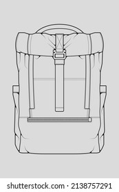 Sketch of a rucksack. Backpack isolated on white background. Vector illustration of a sketch style.
