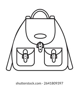 Sketch of a rucksack. Backpack isolated on white background. Vector illustration of a sketch style.