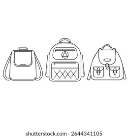 Sketch of a rucksack. Backpack isolated on white background. Vector illustration of a sketch style.