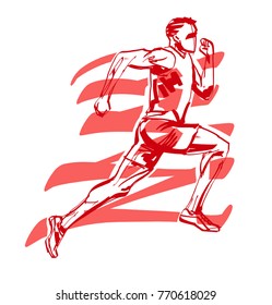 the sketch running athlete