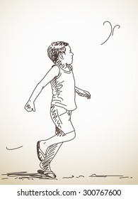 Sketch of running child, Hand drawn illustration