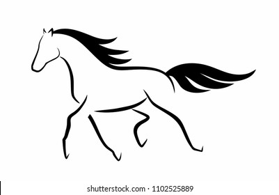 Sketch Running Horse Stock Vector (Royalty Free) 1102525889 | Shutterstock