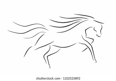 Silhouette Running Horse Tree Vector Illustration Stock Vector (Royalty ...