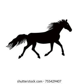Sketch - Running Horse with developing mane - isolated on white background - art vector
