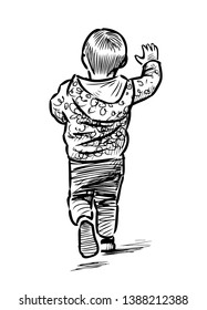 Sketch of a running little boy
