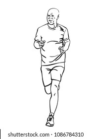 Sketch of running man, Hand drawn vector linear illustration