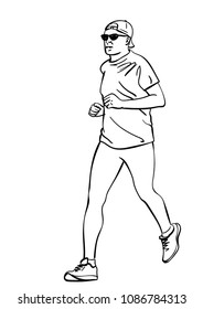 Sketch of running man, Hand drawn vector linear illustration