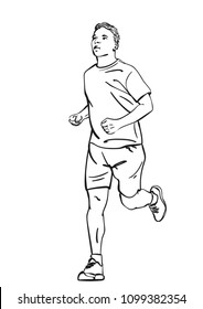 Sketch of running man, Hand drawn vector linear illustration