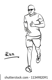 Sketch of running man, Hand drawn vector linear illustration

