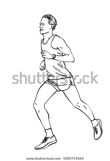 Sketch Running Man Hand Drawn Vector Stock Vector (Royalty Free ...