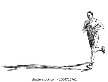 Sketch Running Man Long Shadow Hand Stock Vector (Royalty Free ...