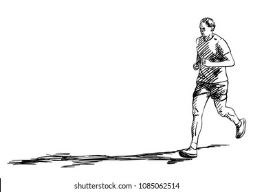 Sketch Running Man Long Shadow Hand Stock Vector (royalty Free 