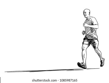 Sketch Running Man Long Shadow Hand Stock Vector (royalty Free 