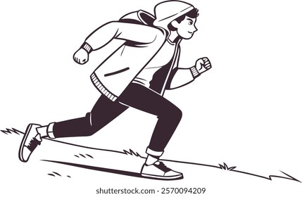 Sketch of a Running Man Vector Illustration
