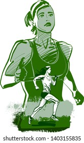 the sketch of a running women 
