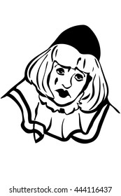  sketch of a sad white clown