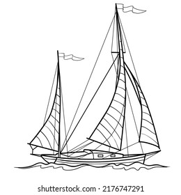 Sketch Sailing Ship Coloring Book Isolated Stock Vector (Royalty Free ...