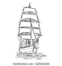 sketch of a sailing ship, vector illustration