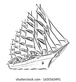 sketch of a sailing ship, vector illustration