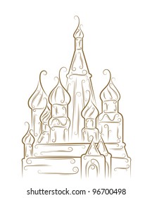 Sketch the Saint Basil's Cathedral golden brush