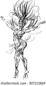 sketch of samba dancer