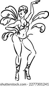 Sketch of samba dancer isolated on white background	