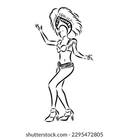 Sketch of samba dancer isolated on white background