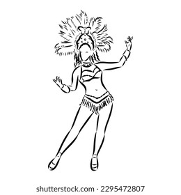 Sketch of samba dancer isolated on white background