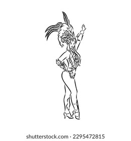Sketch of samba dancer isolated on white background