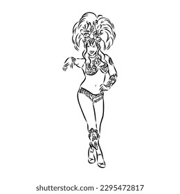 Sketch of samba dancer isolated on white background