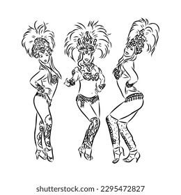 Sketch of samba dancer isolated on white background
