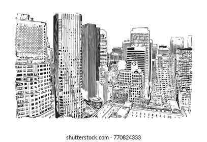 Sketch of San Fransisco City, California, USA in vector illustration.