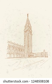 sketch of San Marco square in Venice. Italy